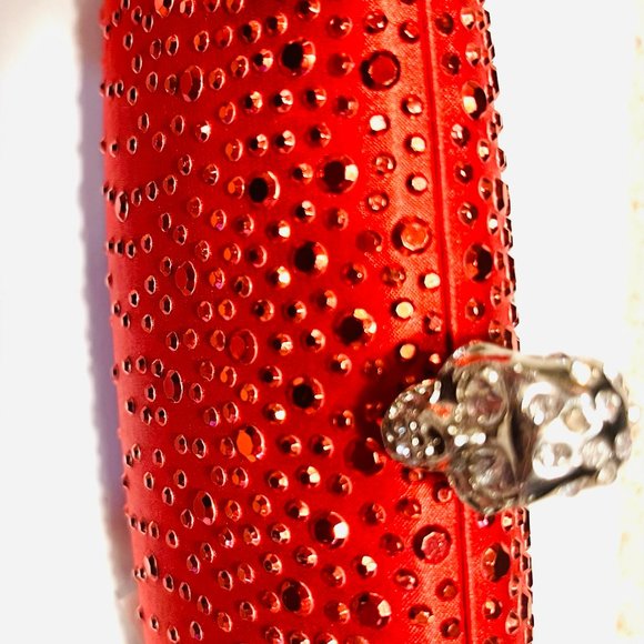 Red Sparkling Rhinestone Clutch – 2000s Glam Revival - Picture 3 of 7